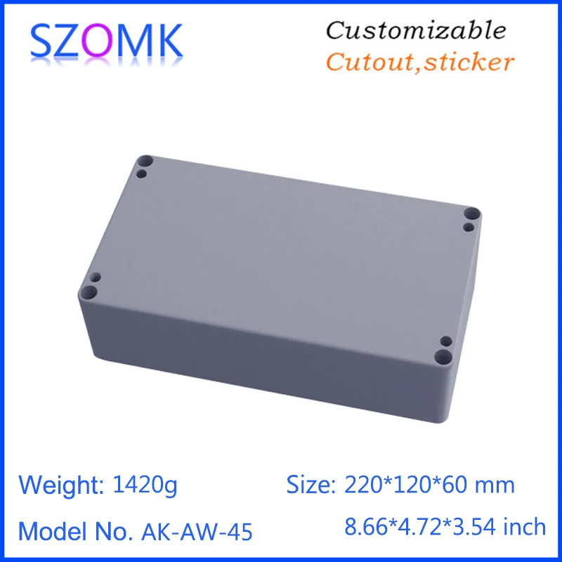 1Piece 220*120*60mm die cast aluminum waterproof box IP66 electronics amplifier enclosure project box szomk housing case