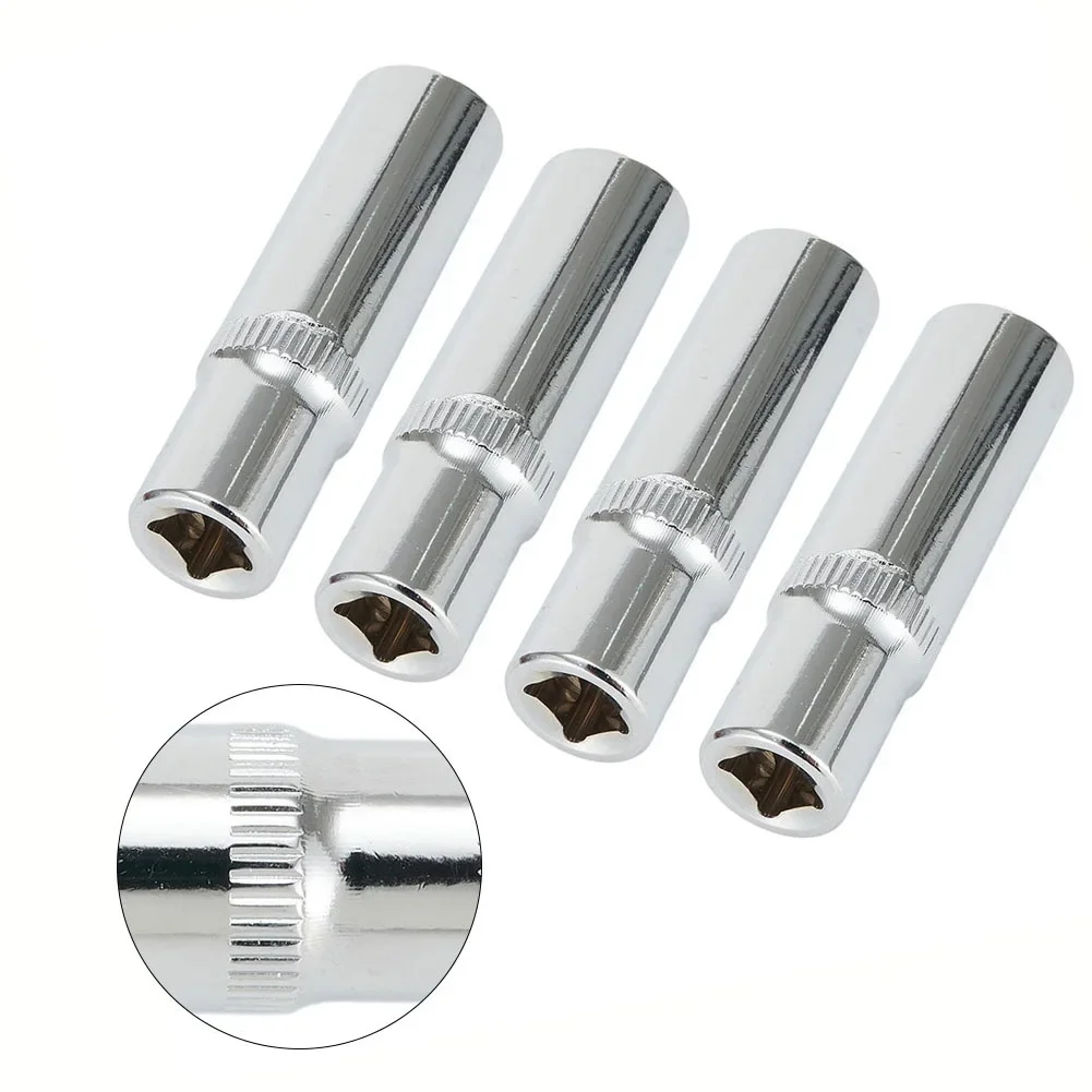 4pcs 1/4 Inch Square Drive 10mm Hexagon Socket Wrenches Deep Sockets For Impact Drivers Socket Wrenches Hand Tools Accessories