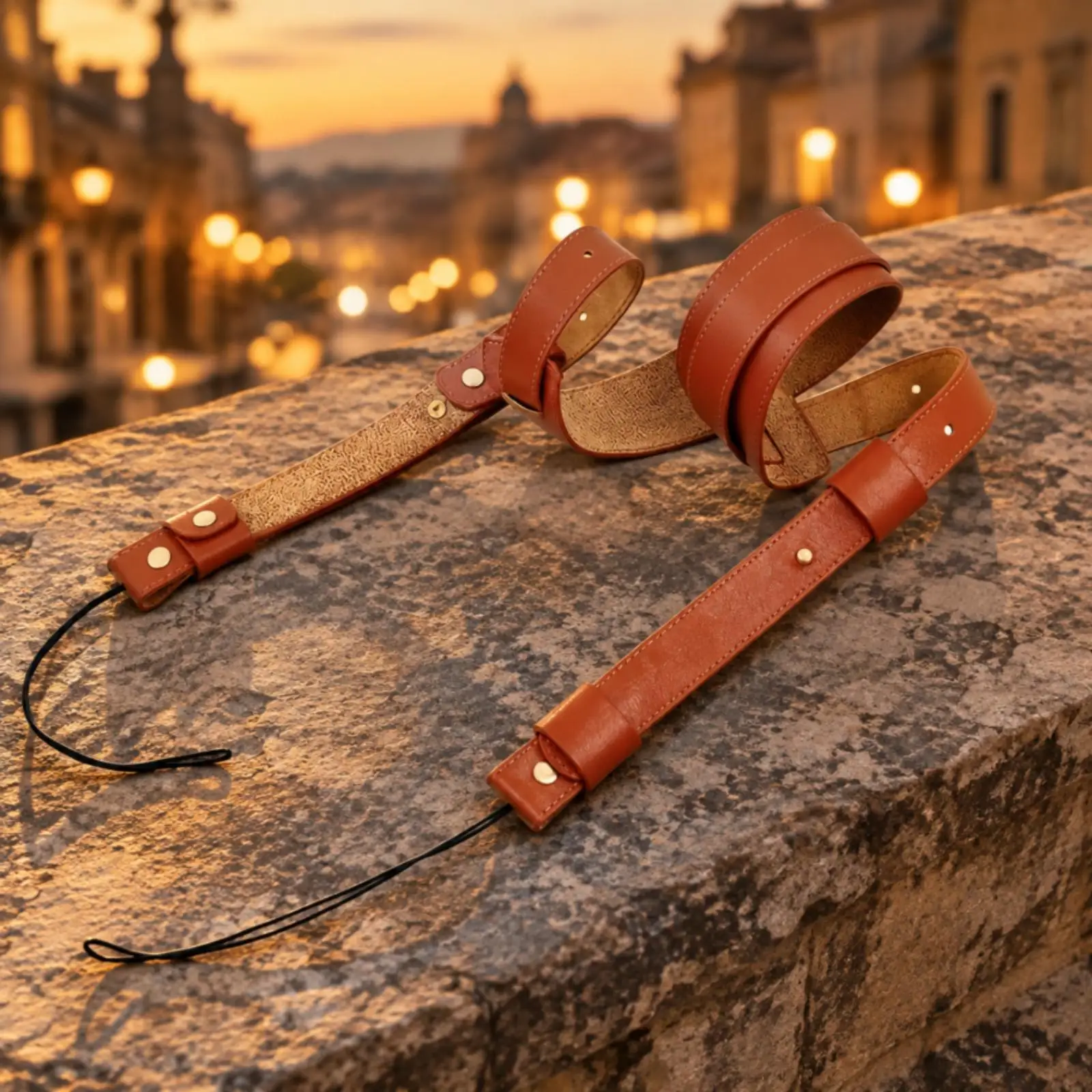 Cowhide Leather Camera Sling Strap Adjustable Length for DSLR Street Studio Use Vintage Design Accessory