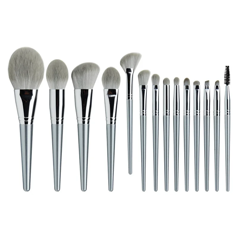 

Серебряная 14 Рассыпчатая кисть для теней для век, основа, румяна, набор для макияжа