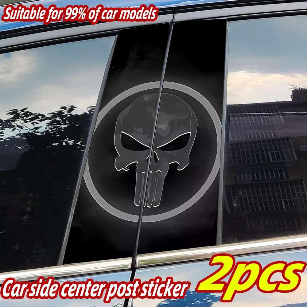 Punisher Car Stickers Auto B Pillar Waterproof Center Column Decoration Cover Scratches DIY Car Doors Pillar Decals Accessories