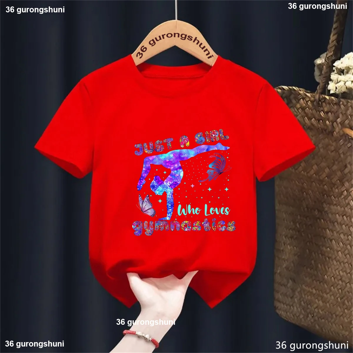 Just A Girl Who Loves Gymnastics T-Shirt, Sport Girl Outfits, Gymnast Girls T-Shirt,Toddler Gymnastic Tee, Gymnastics Lover Gift