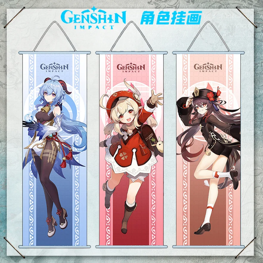 Game Anime Genshin Impact Hanging Pictures Cosplay Eula Tartaglia Ganyu Hutao Keqing Mona Room Decor Christmas Present