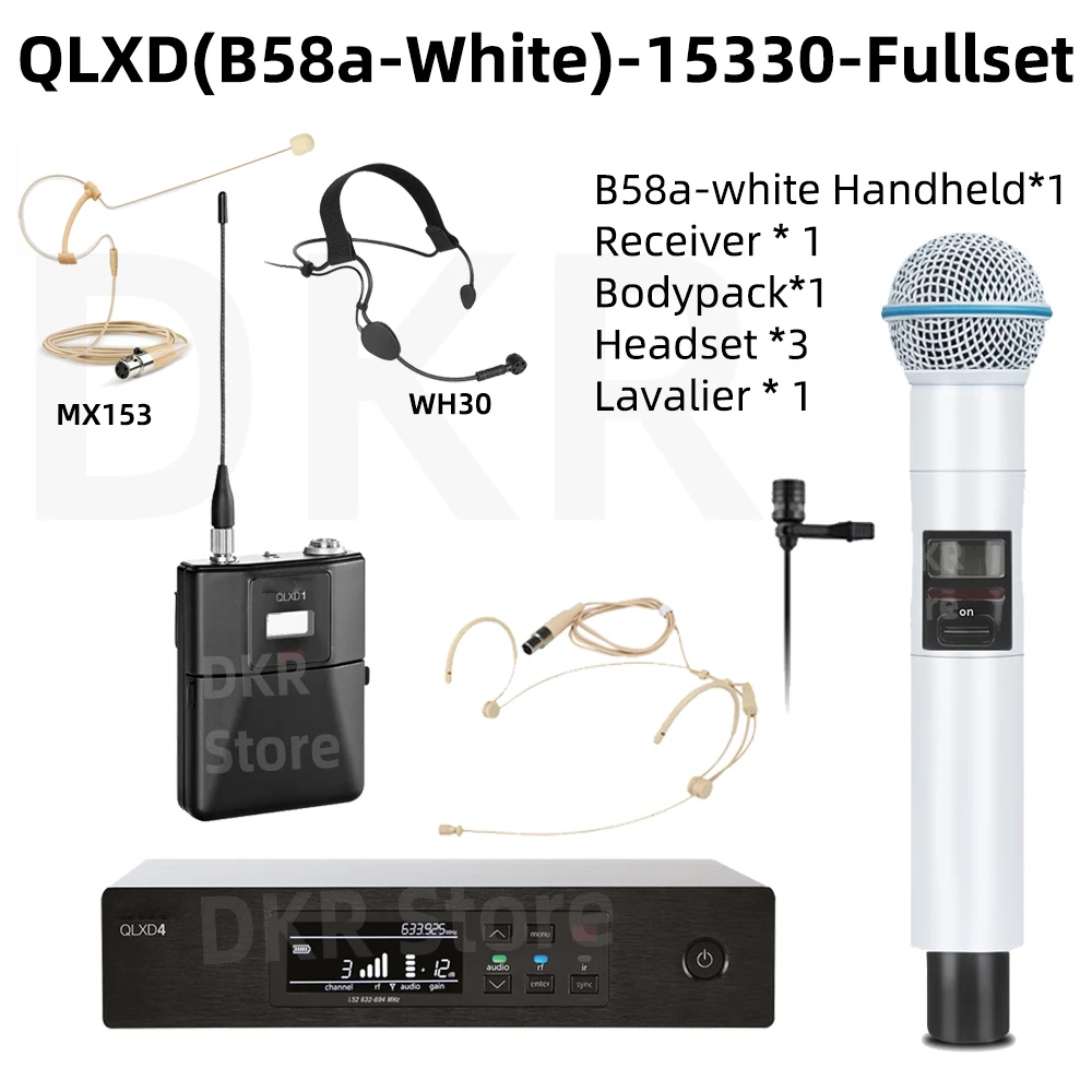 

accessories musical instrument FOR QLXD4-beta58a white 15330 fullset Professional Wireless Microphone UHF Stage Performance