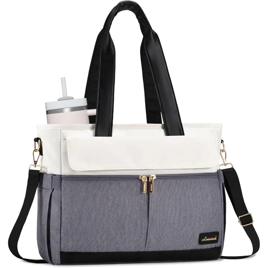 

Large Capacity Water Resistant Canvas Tote Bag with Multiple Pockets for Women Ideal for Office Travel College and Nursing Use