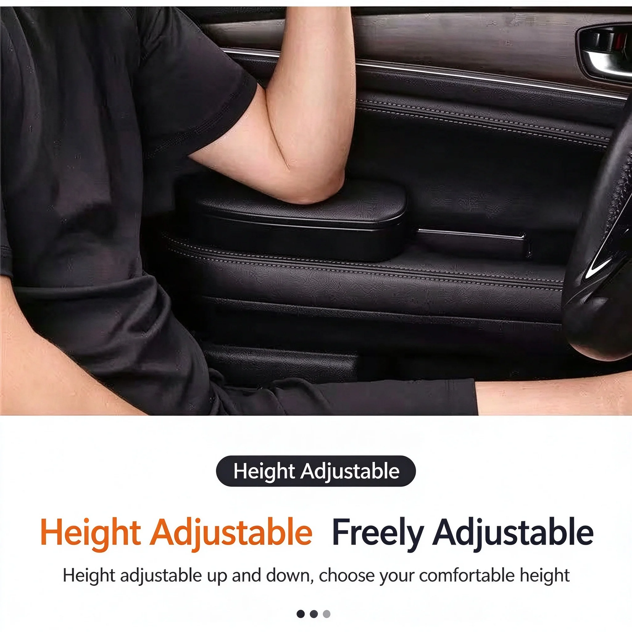 Car Door Armrest Pad Adjustable Height Storage Pocket Leather Elbow Rest Universal Car Interior Accessories Anti-Fatigue Support