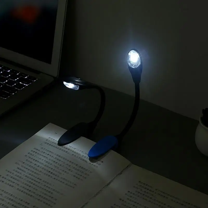 1pcs Mini Flexible Clip-On Bright Book Light Laptop White LED Book Reading Light Lamp Reading Clip Light Portable Led Mini Lamp