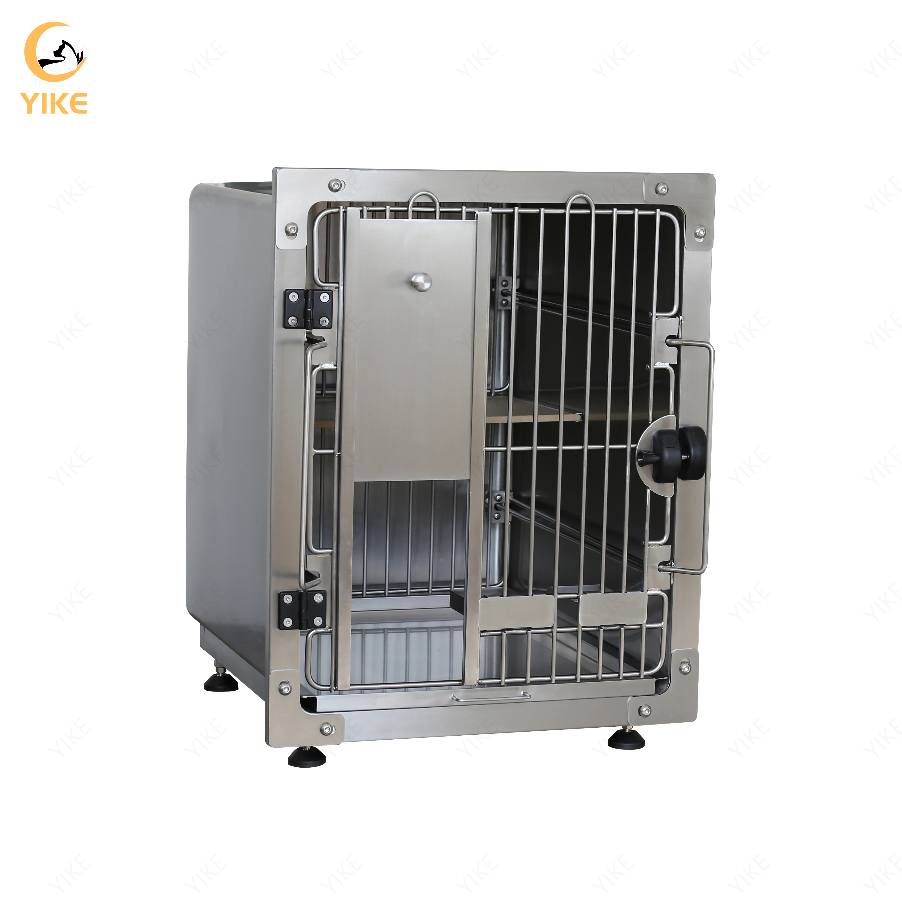 Pet Cat Dog Cage with Middle HDPE Resting Platform Restraining Cage for Pet Shop Puppy Veterinary Equipment