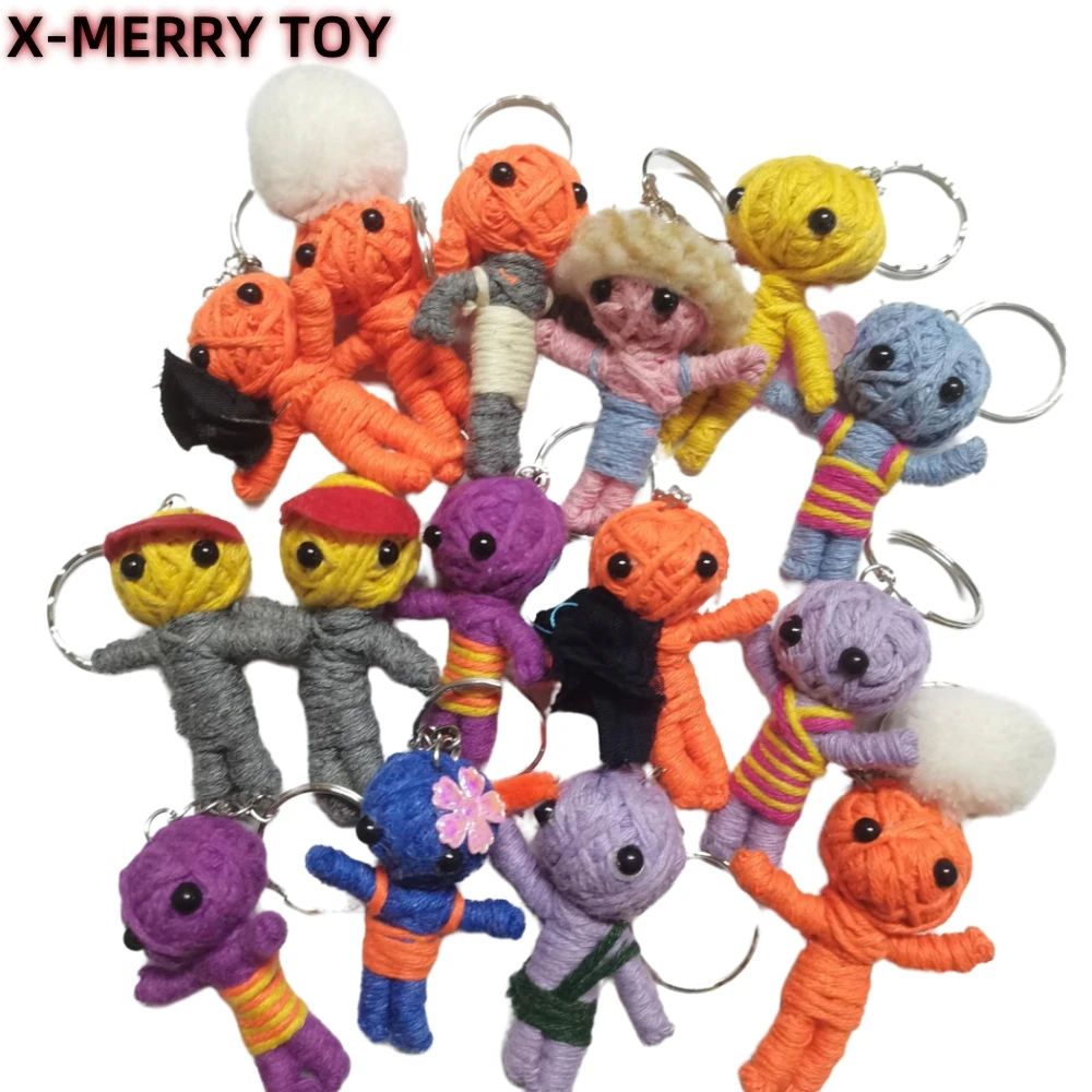 5pcs Revenge Voodoo Doll Keychain Knitting Pattern Mini Halloween Gift Accessory Home Outdoor Stuffed Toy Thai Cursed Doll