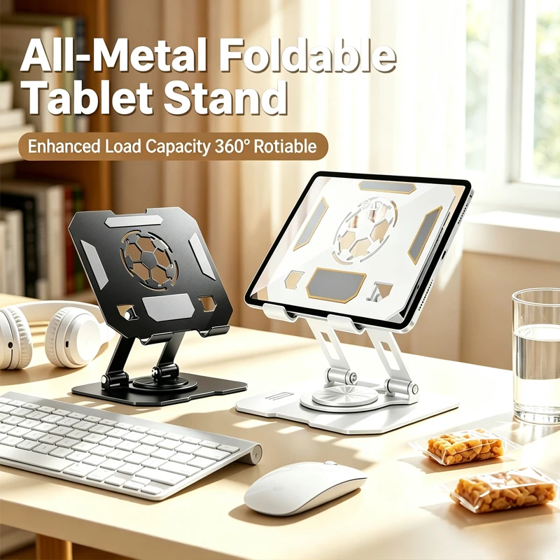 All-Metal Foldable 360° Rotatable Adjustable Foldable Desktop Stand for 4.7-13 Inch IPad Phone Drawing Office Watching Video