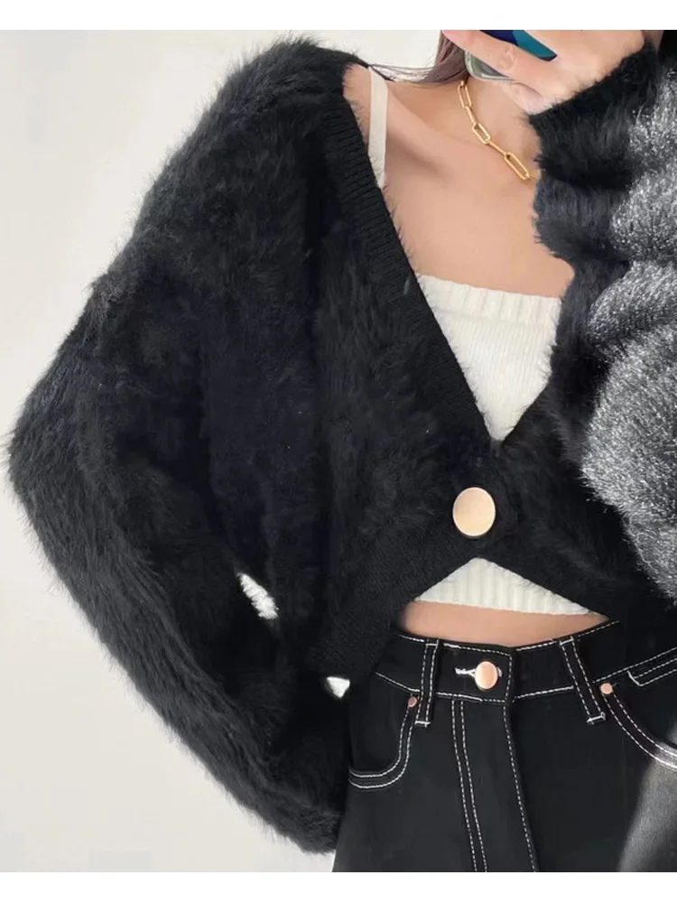 Nouvelle mode Sexy court tricoté Cardigan pull femmes automne hiver à manches longues pull manteau bureau dame hiver vêtements d'extérieur