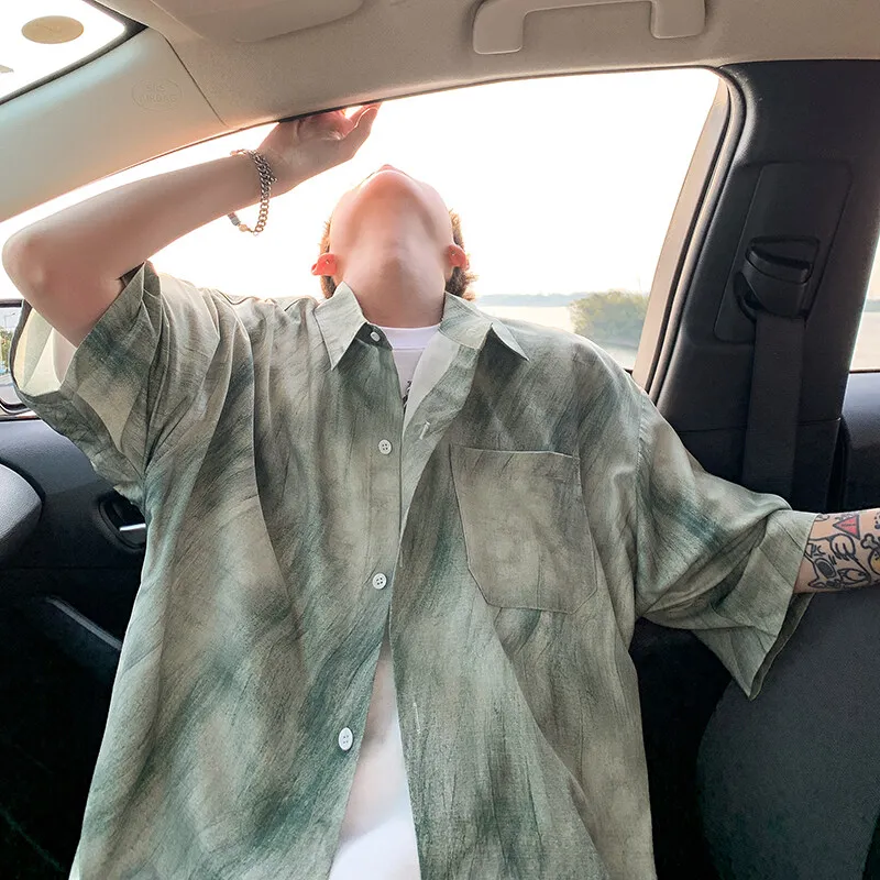 Men's plus Size Tie-Dye Print Hawaiian Style Summer Outfit Comfortable Casual Beach Vacation Shirt And Shorts Set