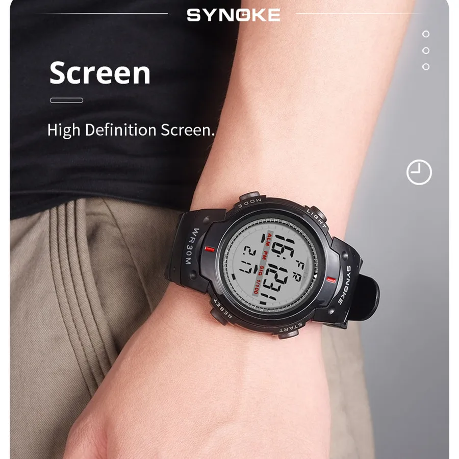 SYNOKE Outdoor Military Digital Watch For Men Fashion Retro Men Watch Sports Waterproof Men Watch Multifunctional Luminous