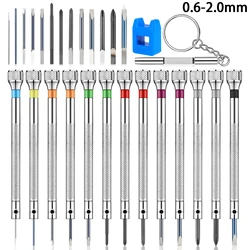 28Pcs Precision Screwdriver Set 0.6-2.0mm Micro Cross Metric Flat Head Screwdriver Kit for Watch Eyeglasses Jewelry Repair Tools