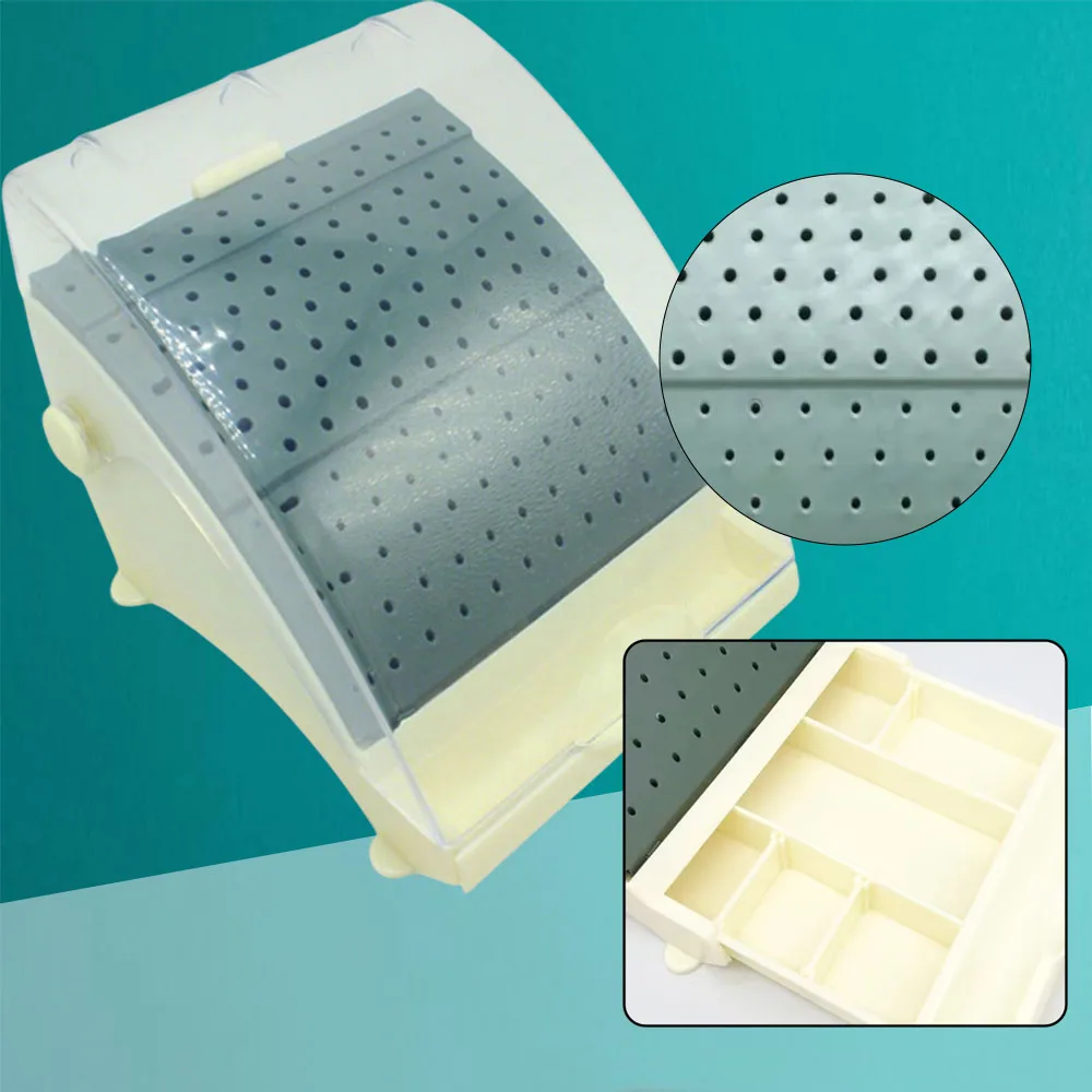 

Dental Bur Holder Sterilization Box 142 Holes Autoclave Disinfection Container with Dust Cover and Pull Out Drawer