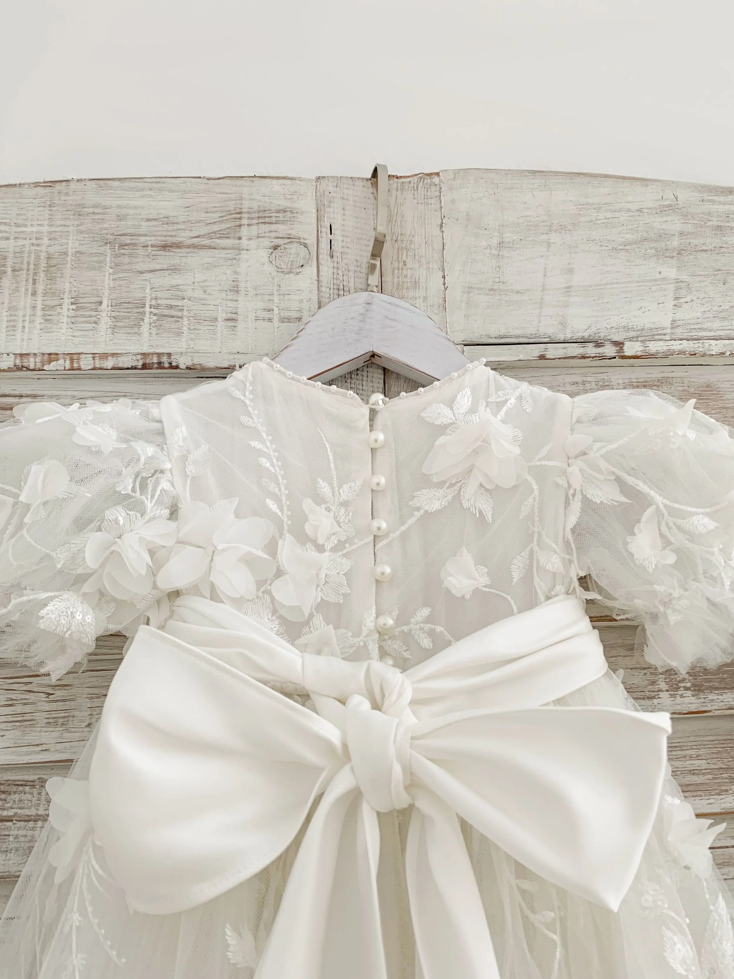 فساتين التعميد الفاخرة ثلاثية الأبعاد للأطفال مزينة بالدانتيل للفتيات المعمودية مخصصة لحديثي الولادة وأعياد ميلاد الأطفال فساتين التواصل الأول #3