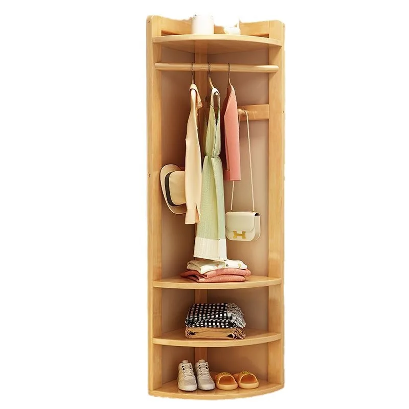 

Solid wood corner coat rack Floor-to-ceiling coat rack vertical hanging clothes
