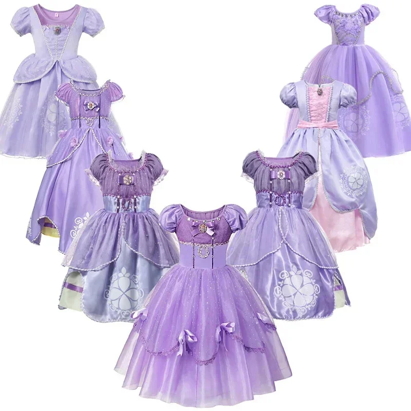 Infant Baby Girls Sofia Princess Costume Halloween Cosplay Clothes Toddler Party Role-play Kids Fancy Sofia Dresses For Girls