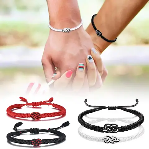 Röd Svart Katolsk Religiös Tro St. Benedictus Kors Droppande Olja Manuell Kinesisk Knut Armband Justerbar Herrsmycken Gåva 10 best sales Kinesiskt knutarmband - №4