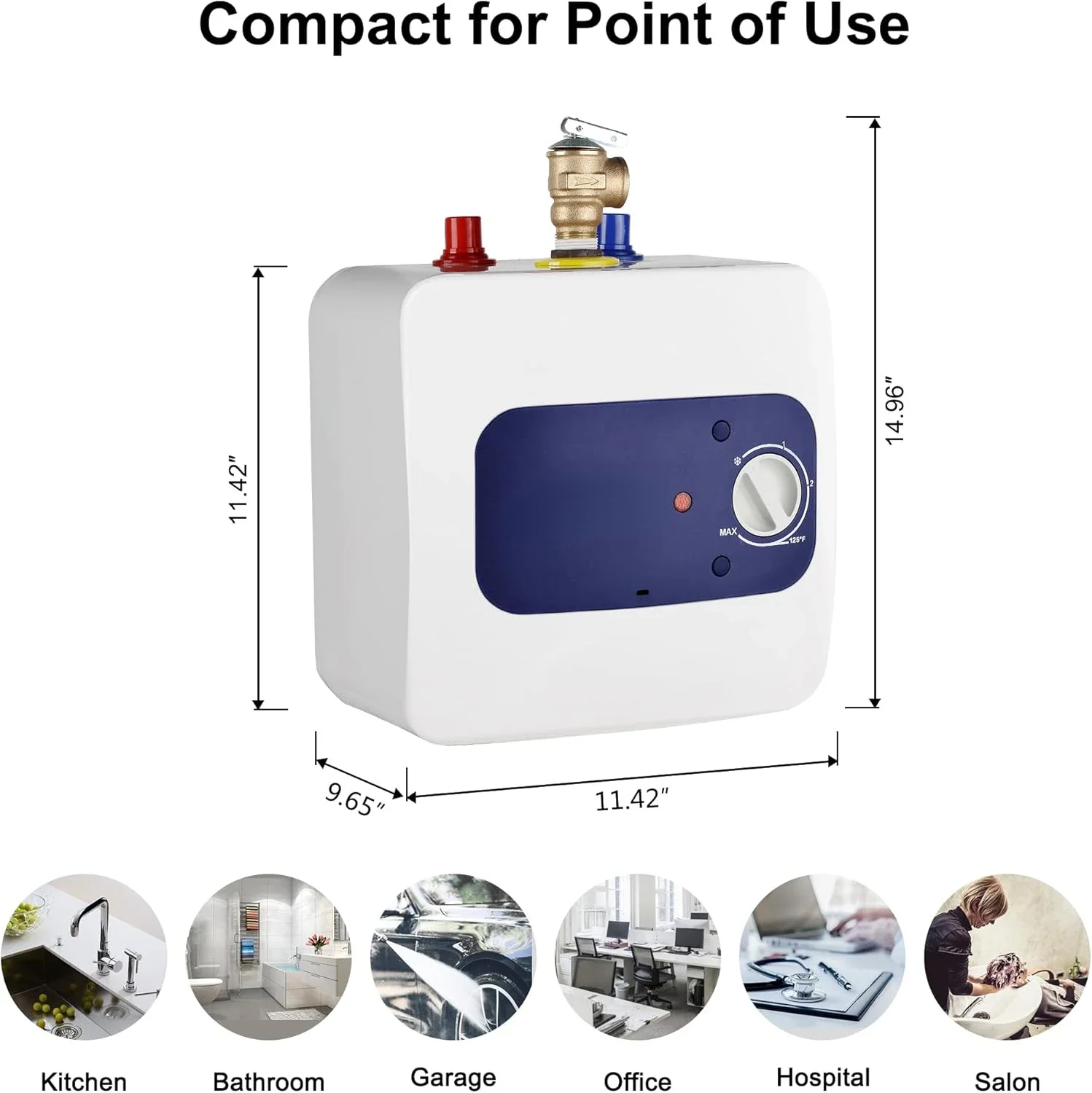 Mini Tank Water Heater Electric, 1.32 Gallons Small Under Sink Water Heater for Point of Use Instant Hot Water