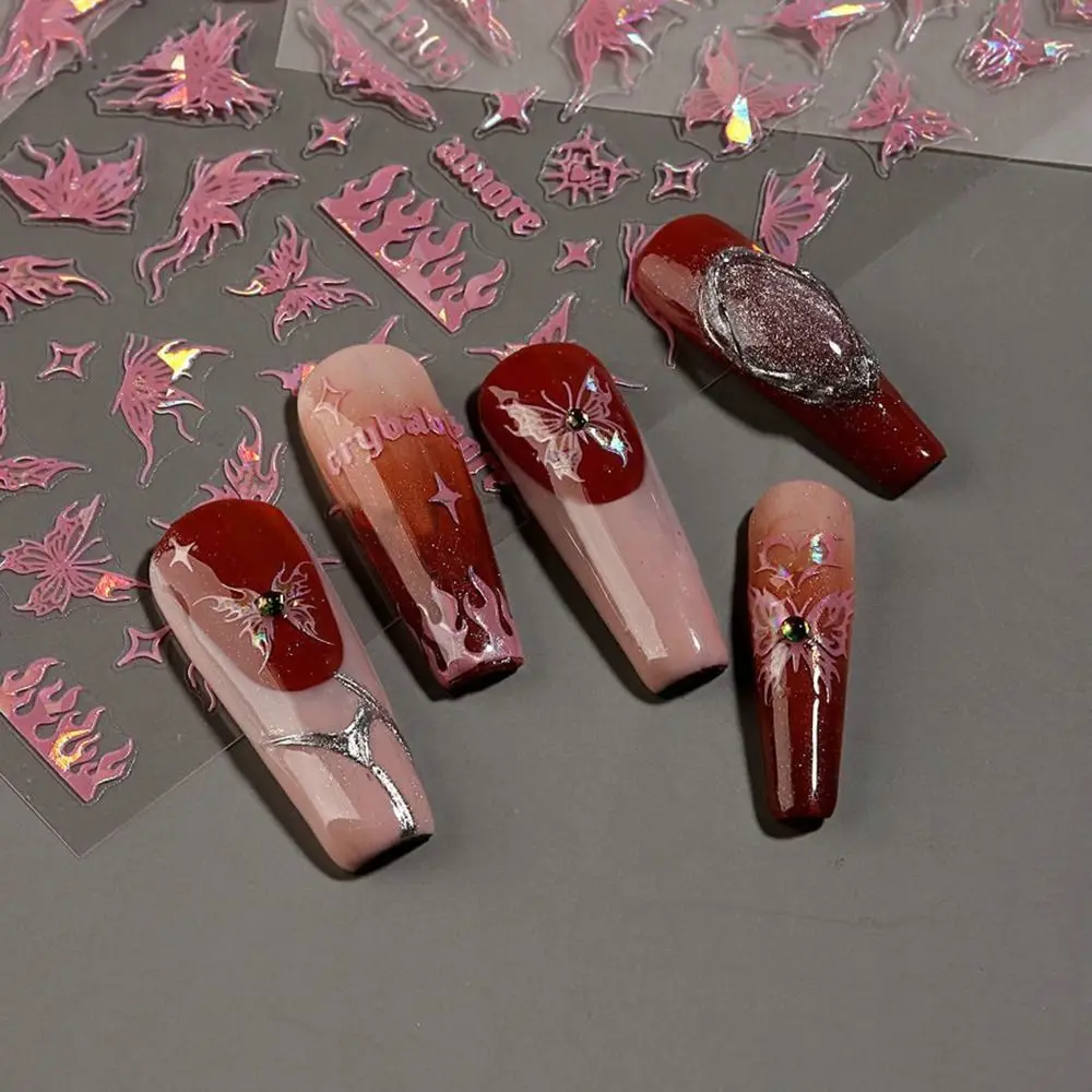 Adesivi per unghie laser a lunga durata Y2K Decorazione per nail art Cursore adesivo Decorazione per nail art Glitter Brillante Decalcomania per nail art