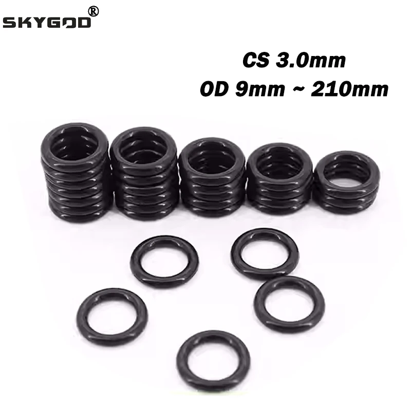 

NBR Black O-ring thickness CS 3.0mm OD 9~210mm Nitrile Butadiene Rubber Ring High Temperature Resistant O Ring Sealing Gasket