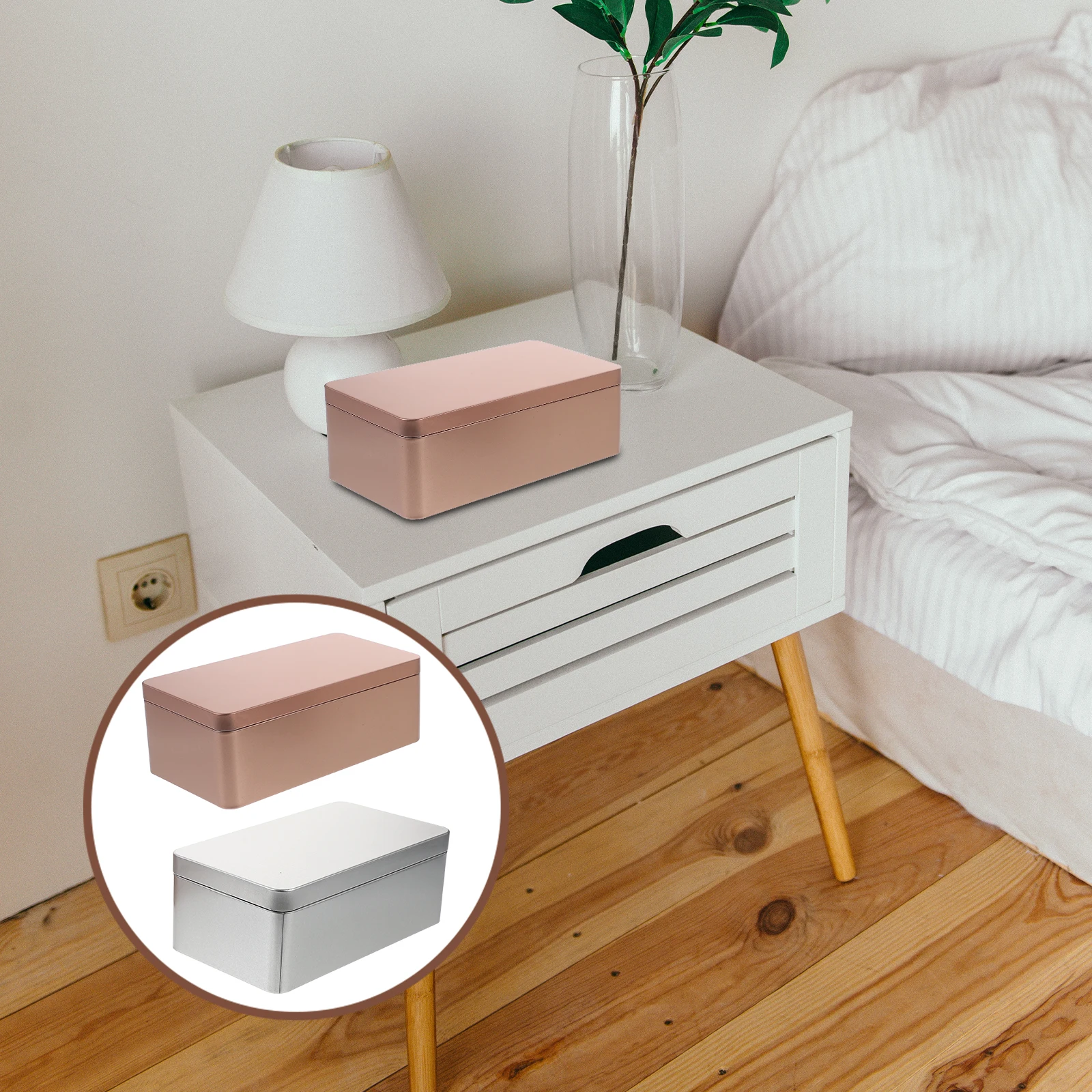 

2 Pcs Tea Storage Box Tinplate Container Lid Food Mini Boxes Home Organizer Seamless Edges Smooth Bur Free Design Tea