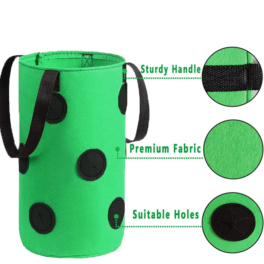Thick Breathable Felt Fabric Hanging Plant Grow Bag Multi-hole Planting Design for Strawberry Vegetable Balcony Yard Gardening