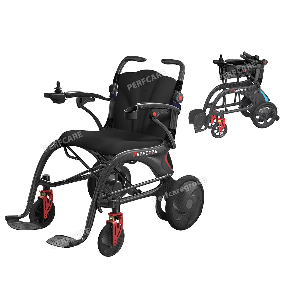 

Premium Carbon Fiber Electric Wheelchair 3 In 1 Mobility Aid Walker Rollator Fast Easy Fold 500W Brushless Power Wheelchair