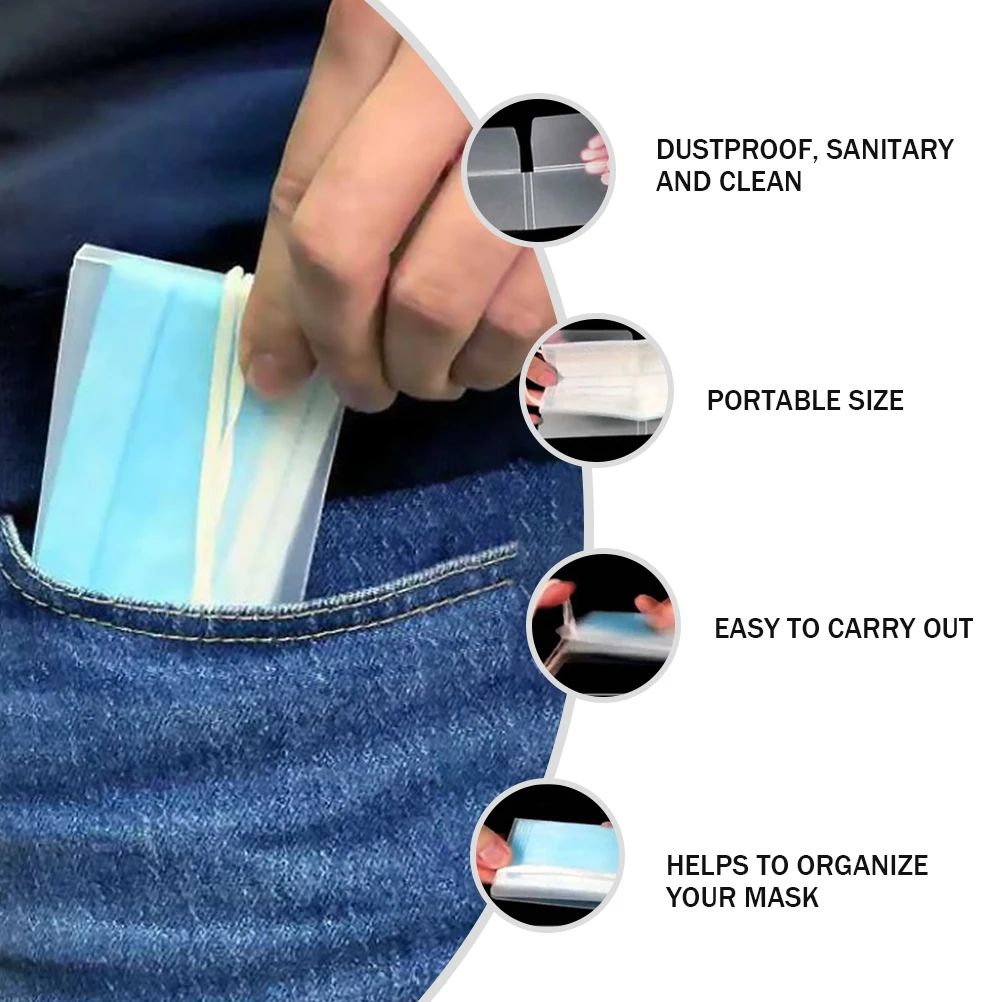 

4pcs Mask Storage Holder Durable Portable Mask Organizer Transparent Foldable Dustproof Container For Makeup Brush Storage