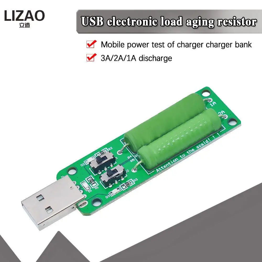 LIZAO USB Resistor Electronic Load Switch Adjustable 3 Current 5V Resistance Tester