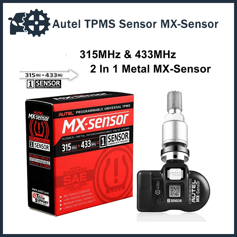 

Autel TPMS Sensor MX-Sensor 2 in 1 Tire Repair Tool MX TPMS Sensor Autel Support Programing With TS501 TS508 Equal 433MHZ+315MHZ