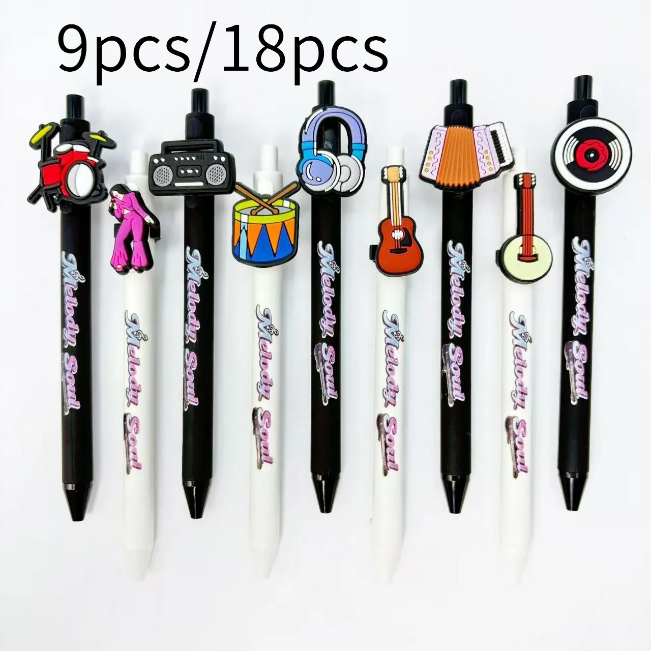 

9 шт./18 шт. музыкальный инструмент, тематический пресс, шариковая ручка, серия различных инструментов, шариковая ручка, студенческая подарочная ручка для письма