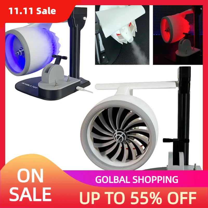 1PC Turbofan Engine Model JetFan Toy 3D Print Jet Fan Desktop Fan With 50ml Capacity Ultrasonic Atomization Device Dropshipping