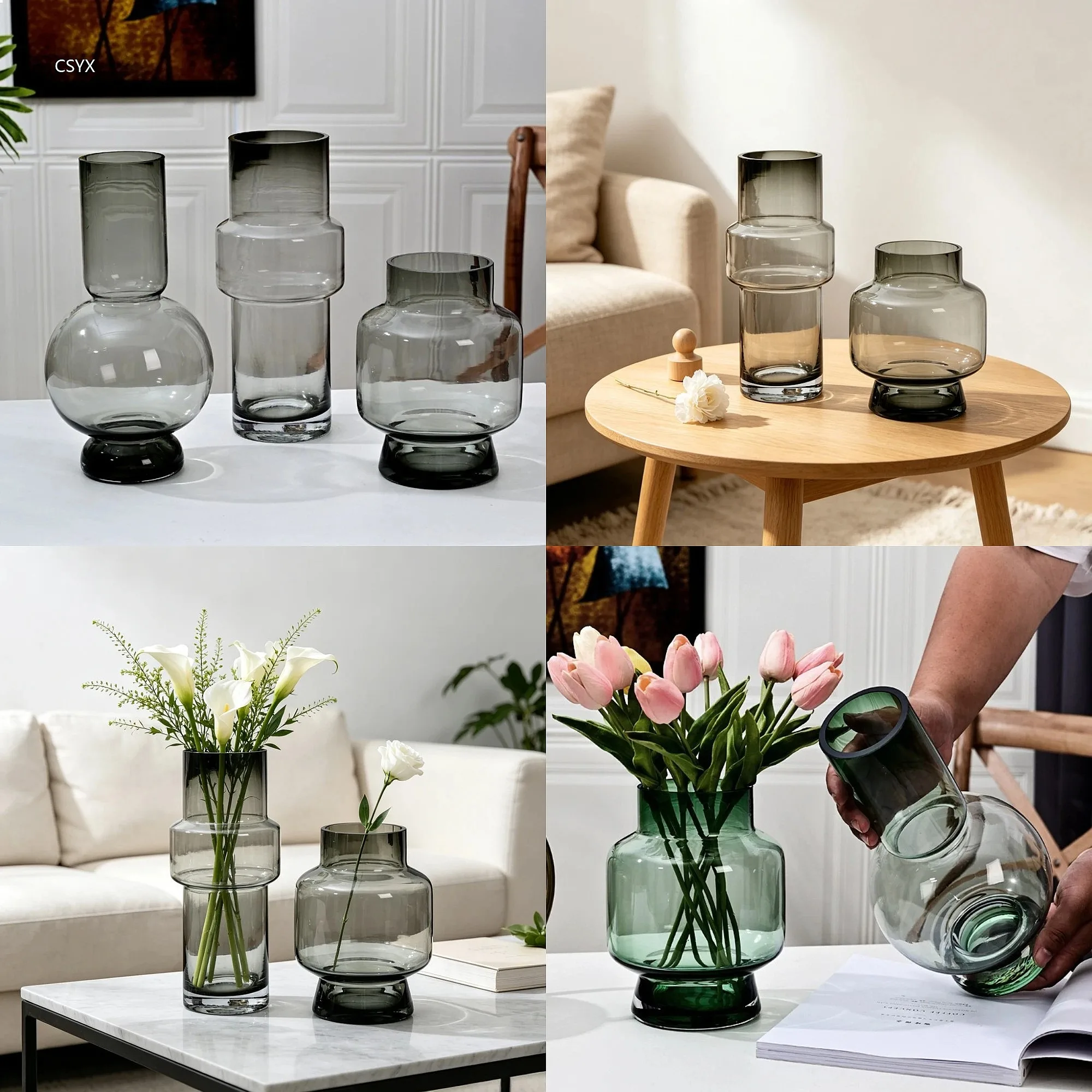 Minimalist Geometric Flower Vase Clear Hydroponic Plant Bottle DIY Flower Arrangements Florist Shop Living Room Decoration