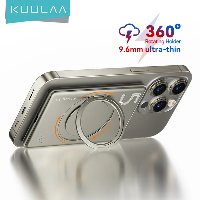 KUULAA Magsafe Power Bank 5000mAh Magnetyczna Bateria z Podstawką Zewnętrzna Bateria Szybkie Ładowanie Do iPhone 17 16 15 14 13 PowerBank