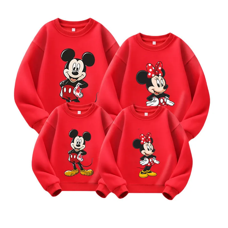 2025 Disney Mickey Minnie Mouse Family Matching Shirts Cotton Dad Mom Bro Sis Kids Matching Clothes Christmas Family Couple