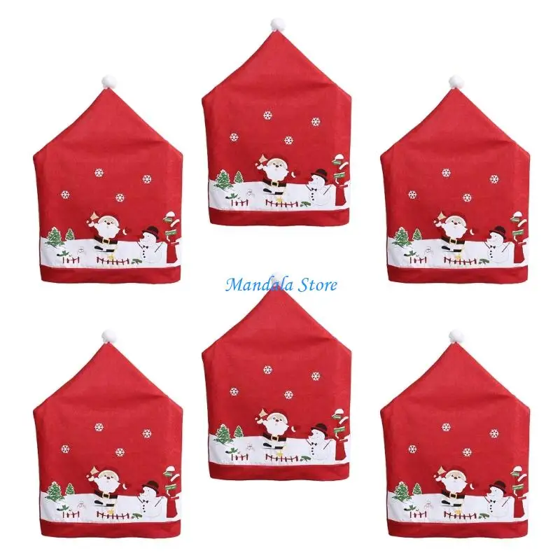 U2JC Santa Pattern Decorative Chair Back Covers Nonwoven Cloth Multipurpose Furniture Protective Christmas Party Supplies