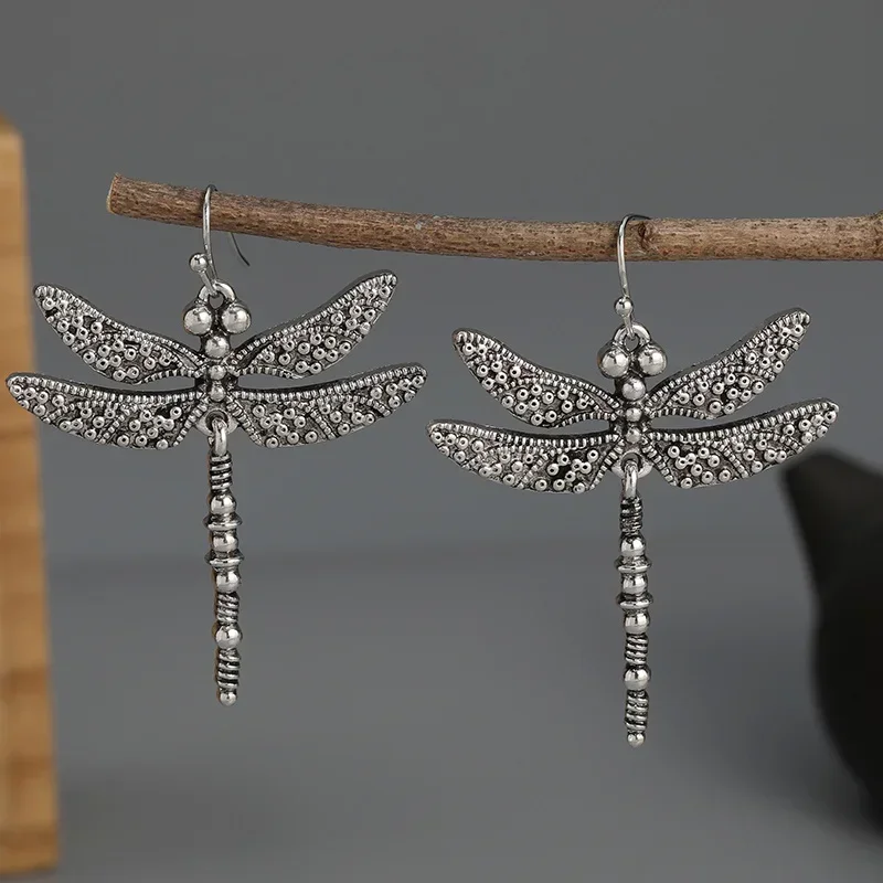 Bohemian Dragonfly Dangle Earrings - Retro Silver Plated Jewelry ForWomen