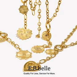 E.B.belle O-Shape Chain Star Heart Eye Tassel Pendant Necklace Stainless Steel 18k Gold Plated Waterproof Jewelry For Women Gift