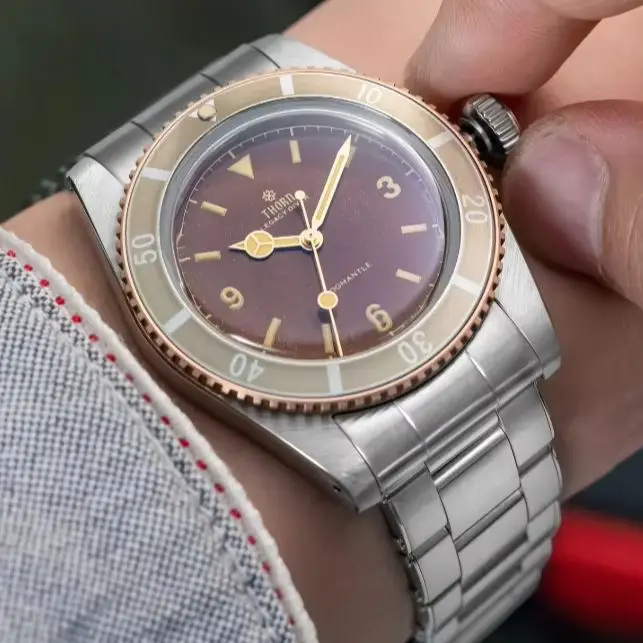 THORN Men Automatic Watch 37mm Mechanical Wristwatch Dive 20Bar Waterproof Luminous Sapphire PT5000 Tin Bronze Aluminium Bezel