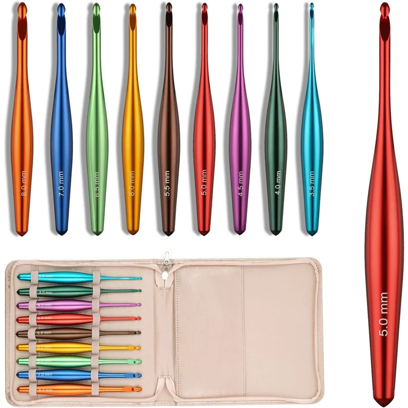 

Fresh Streamline Crochet Hooks Ergonomic,9Pcs Hand-Polished Aluminum Crochet Needles 3.5Mm-8Mm