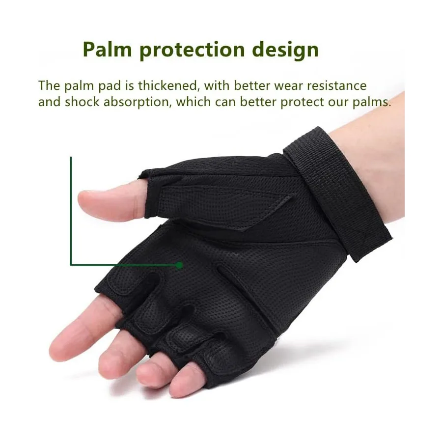 Fingerless Tactical Gloves ,Breathable, Non-Slip, Suitable for Motorcycle Bike Cycling Driving Hunting Outdoor Sport Gloves