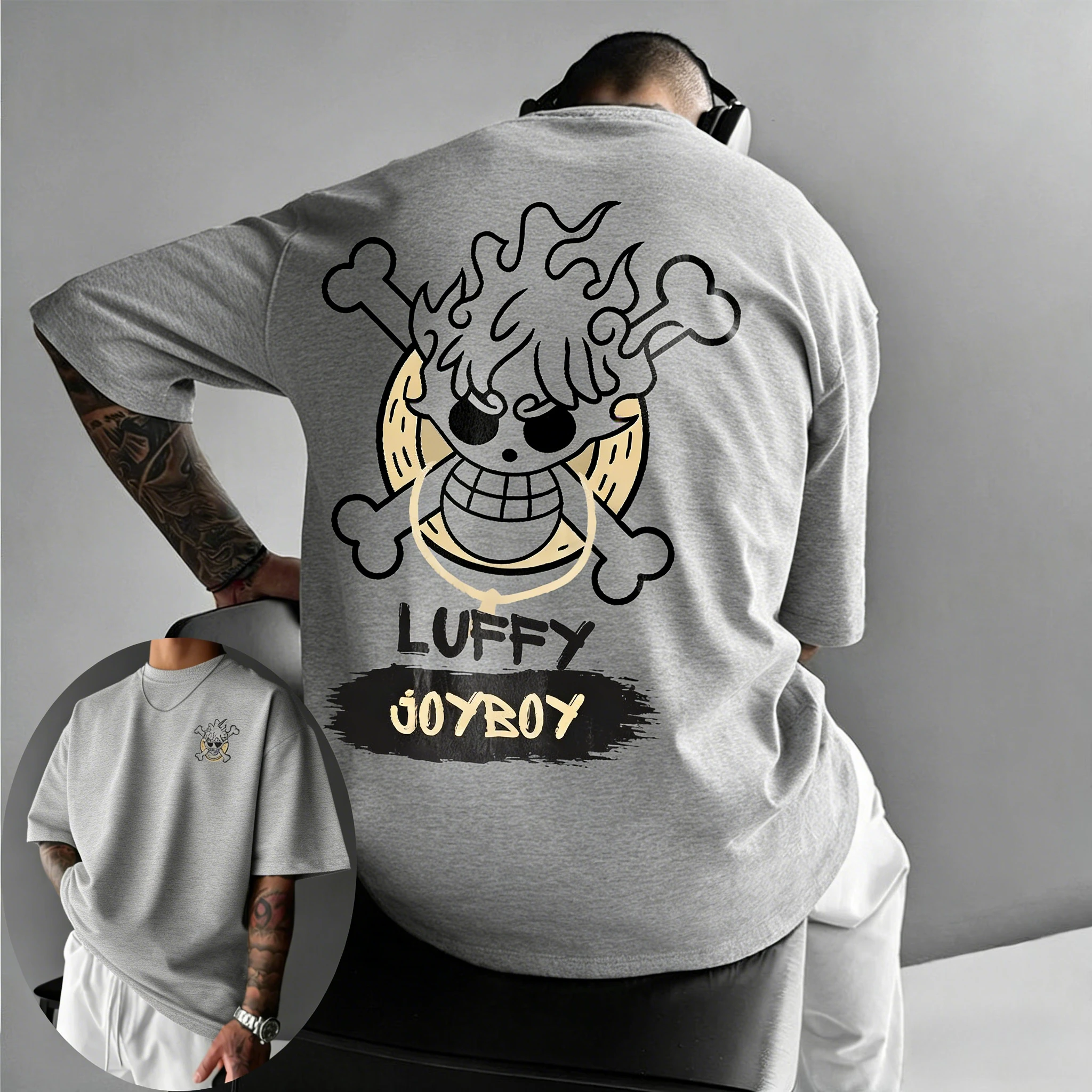 قطعة واحدة لوفي للرجال والنساء 2026 صيف جديد أنيمي Harajuku مزدوجة الوجهين مطبوعة الأمريكية عادية الوالدين والطفل #2