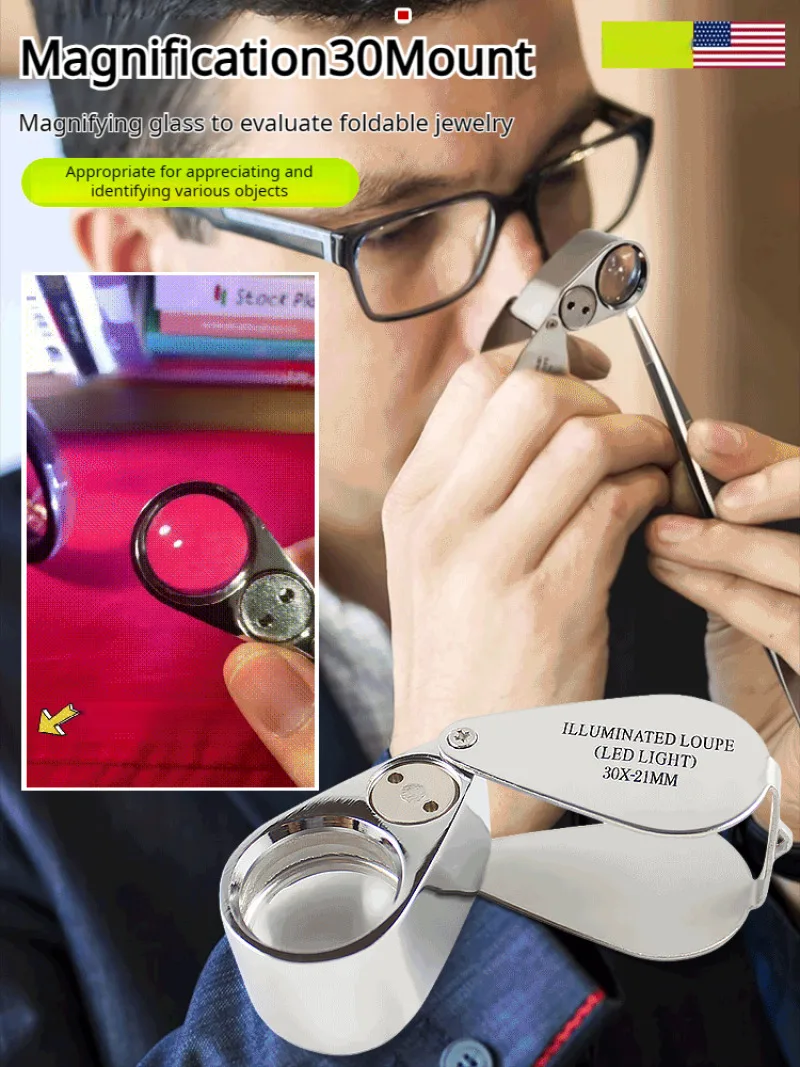 

Ювелирные изделия с бриллиантами, складная цельнометаллическая светодиодная лампа, нефритовое антикварное увеличительное зеркало