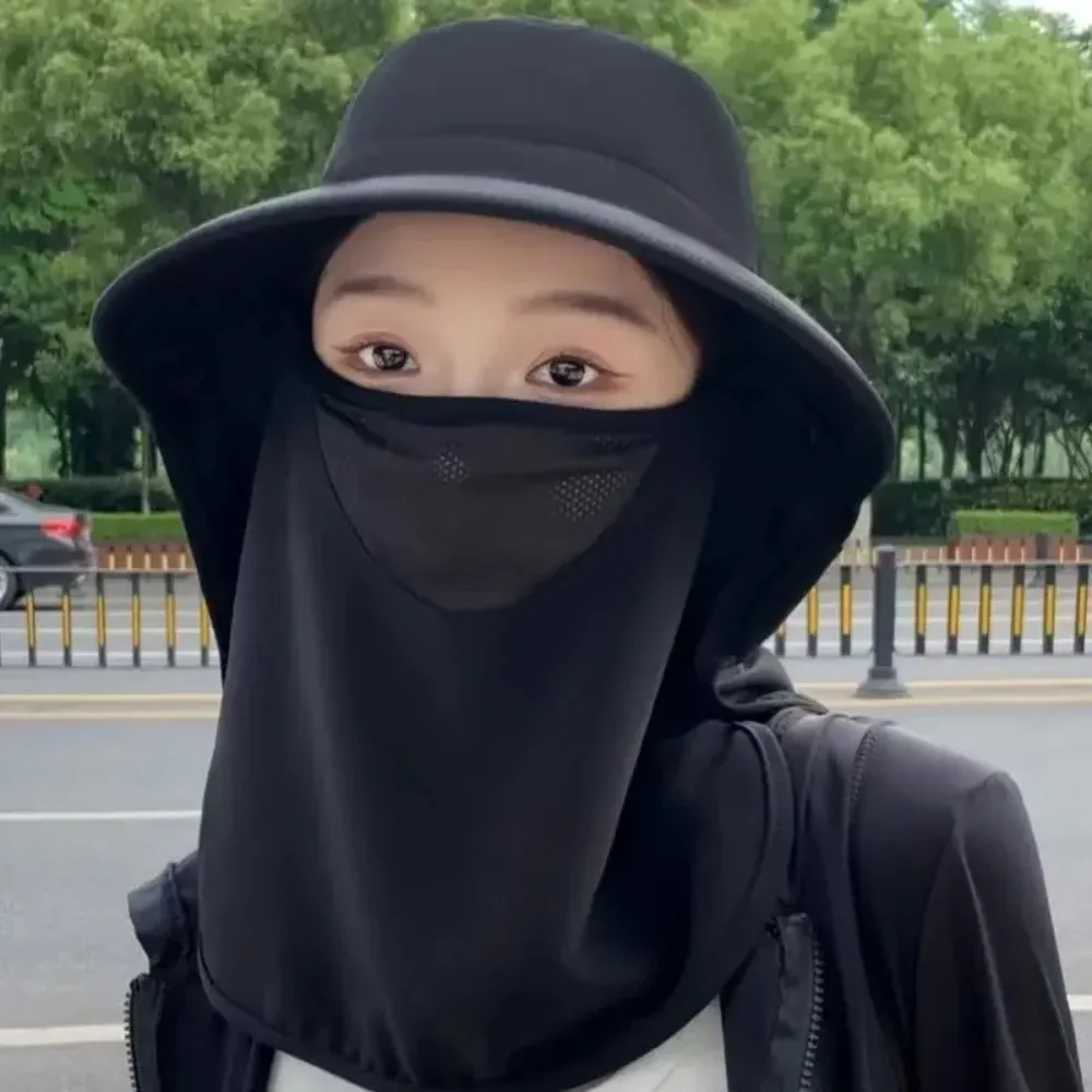 Breathable And UV Resistant Sun Hat With Face Mask And Neck Protector Suitable For Outdoor Fishing And Hiking Wide Brimmed Hat