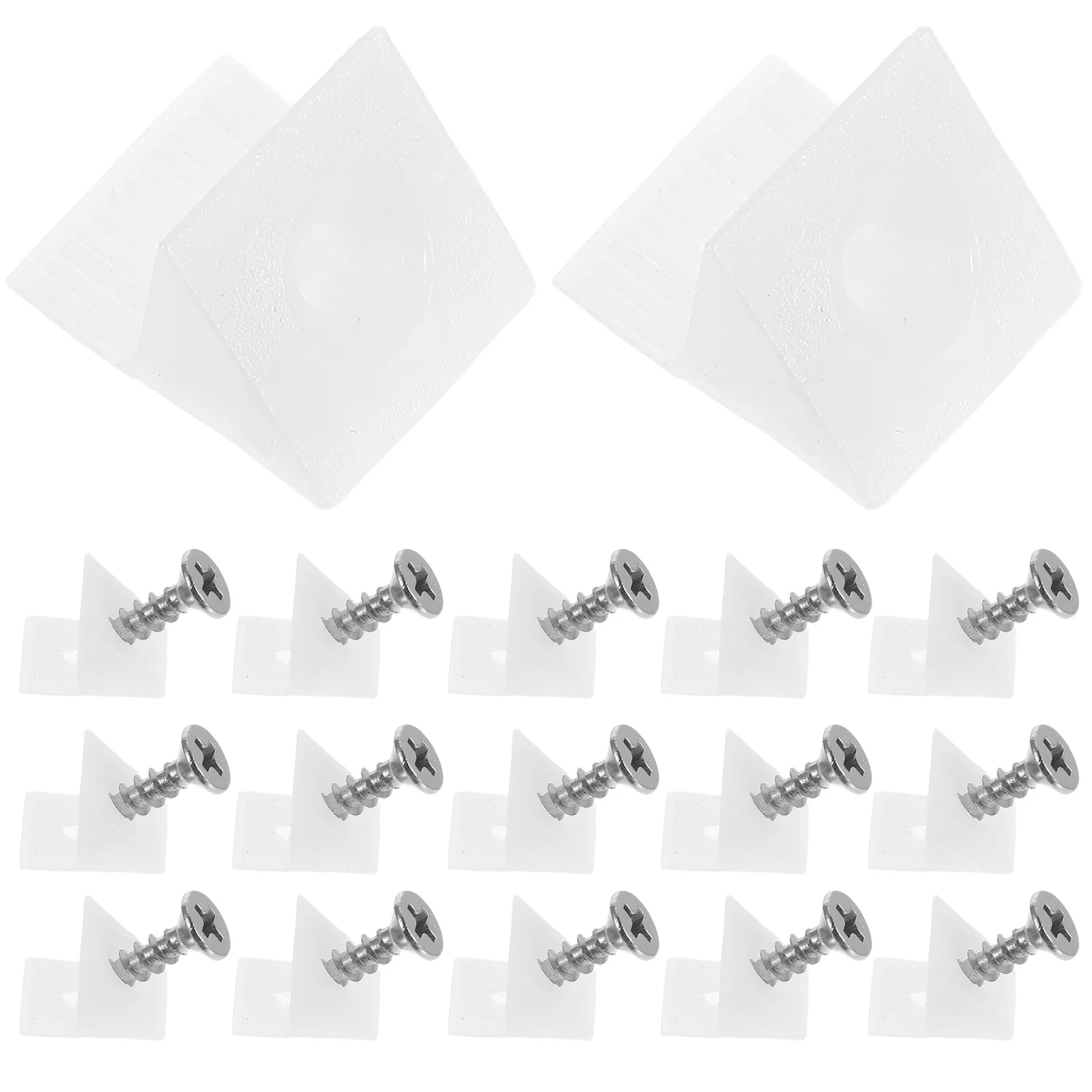 

50Pcs Hardware Accessories Plastic Angle Brackets Self-Tapping Screws for Wardrobe Cabinet Shelf Support Drawer Repair Furniture