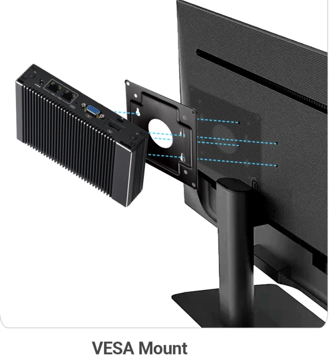 VNOPN  Mini PC 6W Low Power Intel N3160 Quad Core Quad Thread X86 FanlessPC Soft Router 2*1000M Lan Port HD-MI Output Metal Case