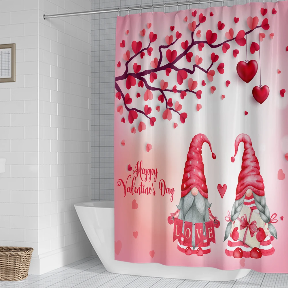 Cute cartoon elf printed bathroom shower curtain partition curtains with 12 C-shaped plastic hooks