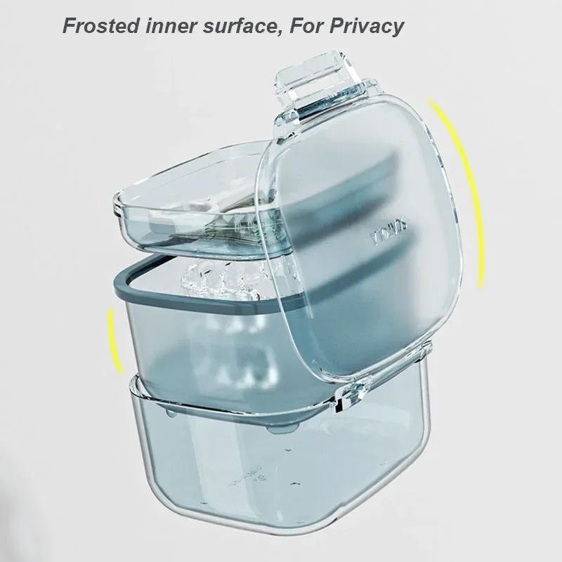 3 Layers Multi-function Dental Braces Storage Box Denture Retainer Soaking Container Partial Teeth Brace Mouthguard Case